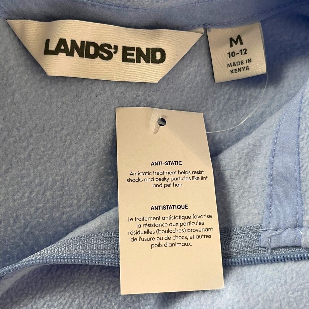 Lands End Anyweather Fleece Quarter Zip Pullover Clear Blue Sky M 10-12 New - Picture 7 of 8